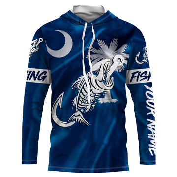 SC Fishing Custom South Carolina Flag Fish hook skull Custom Name sun protection custom fishing NQS3296