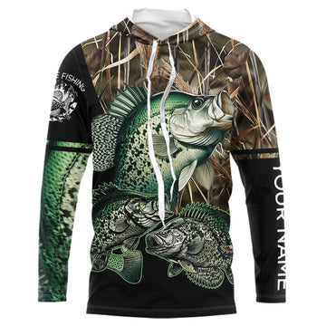 Crappie fishing green scales camo personalized custom name sun protection long sleeve fishing NQS3728