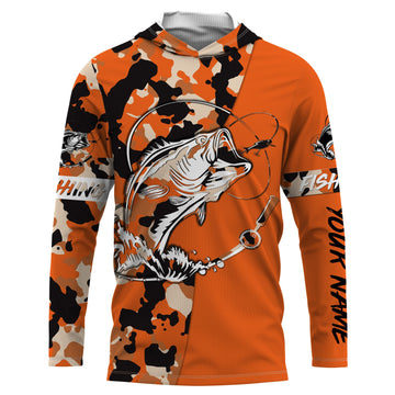Custom Name bass fishing tattoos Camouflage Orange Performance Fishing, Bass Fishing NQS2479