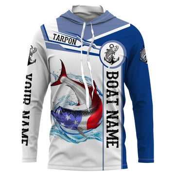 Tarpon Fishing American Flag Custom name and boat name performance Fishing, Patriotic Fishing gifts NQS2363