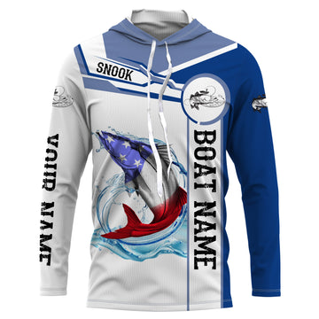 Snook Fishing American Flag Custom name and boat name performance Long Sleeve Fishing, Patriotic Fishing gifts NQS2364