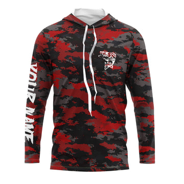 Bass fishing Red camouflage Custom fishing - Custom camo fishing apparel NQS3212
