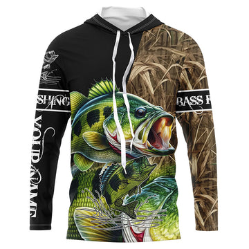 Largemouth Bass fishing Camo UV protection Customize name long sleeves fishing NQS2956