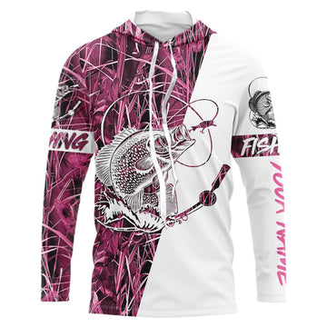 Crappie Fishing Pink Camo Custom Name 3D All Over Printed Personalized Fishing gifts NQS347