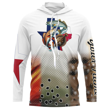 Texas Slam Redfish, Speckled Trout, Flounder fishing Texas Flag custom name 3D Fishing NQS466