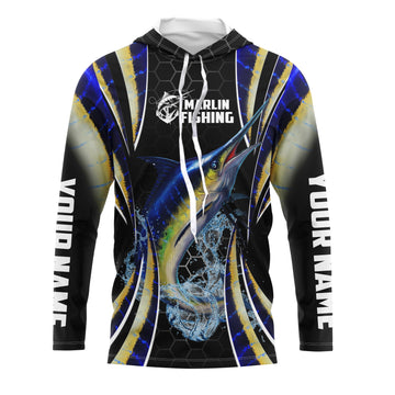 Blue Marlin saltwater Offshore fishing black scales Custom sun protection fishing NQS3506
