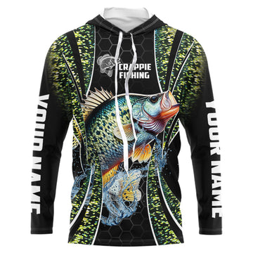 Crappie freshwater fishing black green scales Custom Name sun protection fishing NQS3507