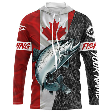 Canadian Flag salmon Fishing Custom long sleeve performance Fishing, salmon Fishing NQS5037