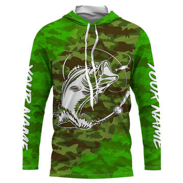 Largemouth Bass Fishing tattoo green camo Custom sun protection fishing, women, kid NQS3354