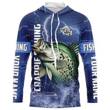 Crappie Fishing blue lightning custom name performance Long Sleeve tournament fishing NQS5351