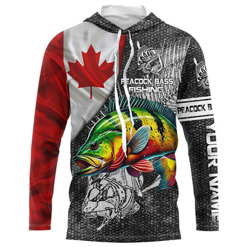 Canadian Flag peacock bass Fishing Custom long sleeve performance Fishing, bass Fishing NQS3842