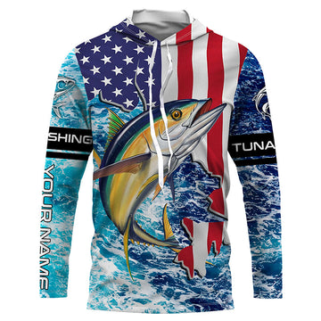Tuna fishing American flag blue sea camo Custom sun protection long sleeve fishing NQS4057
