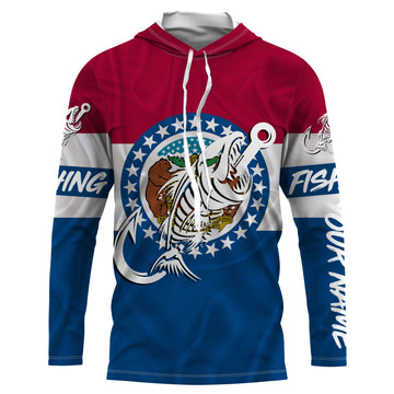 MO Missouri Fishing Flag Fish hook skull Custom sun protection fishing, women, kid NQS3397