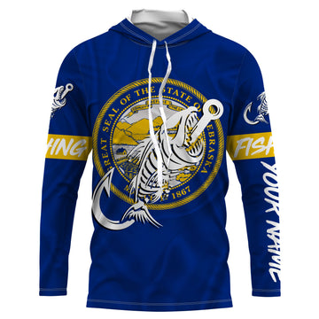 NE Nebraska Fishing Flag Fish hook skull Custom sun protection fishing, women, kid NQS3398