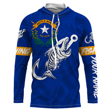 NV Nevada Fishing Flag Fish hook skull Custom sun protection fishing, women, kid NQS3399