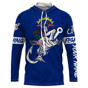 ND North Dakota Fishing Flag Fish hook skull Custom sun protection fishing, women, kid NQS3402