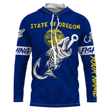 OR Oregon Fishing Flag Fish hook skull Custom sun protection fishing, women, kid NQS3403
