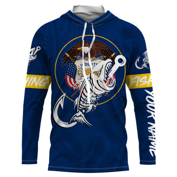 UT Utah Fishing Flag Fish hook skull Custom sun protection fishing, women, kid NQS3407