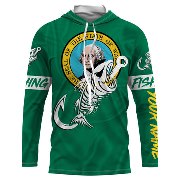 WA Washington Fishing Flag Fish hook skull Custom sun protection fishing, women, kid NQS3409