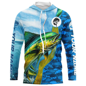 Mahi mahi saltwater fishing Custom sea blue camo UV Protection Fishing, Dorado fishing NQS5631