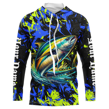 Tuna fishing green blue camo Custom UV protection performance long sleeve fishing NQS7134