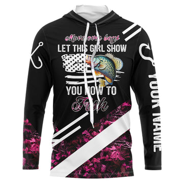Move over boys let this girl show you how to fish Crappie fishing pink camo custom 3D fishing NQS9471