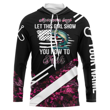 Move over boys let this girl show you how to fish Musky fishing pink camo custom name 3D fishing NQS5162