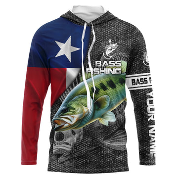 Largemouth Bass fishing Texas flag custom fishing Performance Long Sleeve NQS3709
