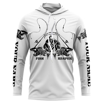 Personalized Fish reaper Fishing, fish skull Long Sleeve Fishing tournament | White NQS3718