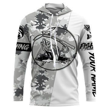 Ice fishing walleye winter camo ice fishing clothing Custom name UV protection performance fishing, gift for fisherman NQS2594