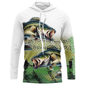 Largemouth Bass Fishing Customize Green scales UV Protection Long sleeve Fishing, bass NQS266