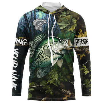 Crappie Fishing green camo Custom name Performance Long Sleeve UV protection fishing NQSD92