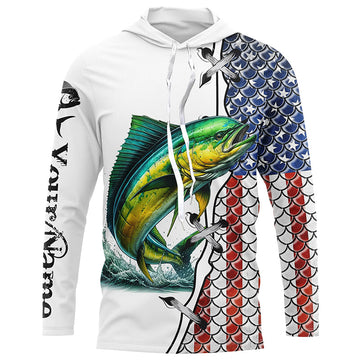 Mahi mahi fishing American flag patriotic 4th July Custom performance fishing NQS2074