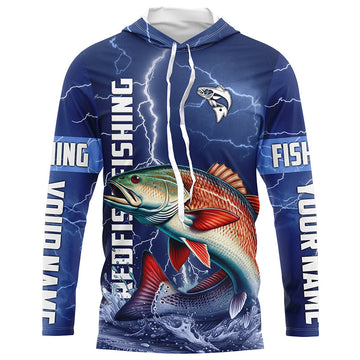 Redfish drum Fishing blue lightning custom performance Long Sleeve tournament fishing NQS6330