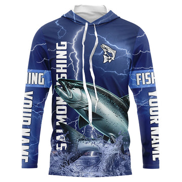 Chinook salmon Fishing blue lightning custom performance Long Sleeve tournament fishing NQS6331
