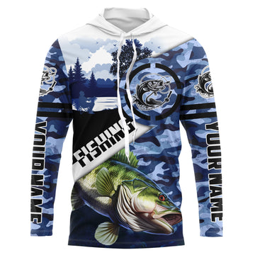 Largemouth Bass fishing blue camouflage fishing clothing Custom performance fishing NQS2616