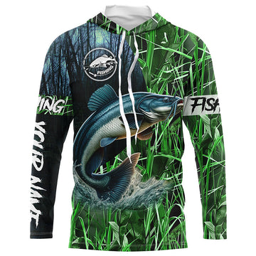 Catfish fishing green camouflage fishing clothing Custom UV protection performance fishing NQS2615