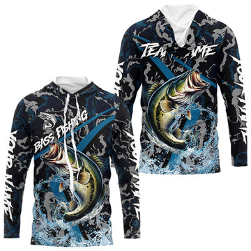 Custom Largemouth Bass Fishing Camo Long Sleeve Fishing, Personalized Bass Fishing Team NQS9677