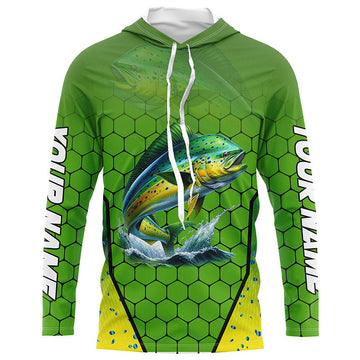 Personalized Mahi mahi green scales Performance Long Sleeve Fishing, Tournament Fishing NQS7457
