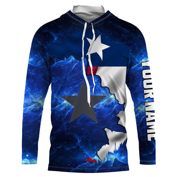 Texas Flag blue galaxy Universe patriotic Custom sun protection fishing - Texas fishing NQS3589