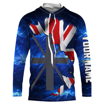 The United Kingdom Flag Universe patriotic Custom UPF fishing - Custom fishing UK NQS3205