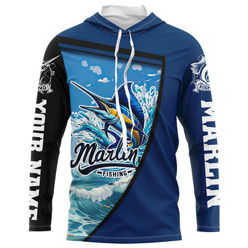 Marlin Fishing Blue UV Protection Long sleeve Fishing Custom Marlin Fishing apparel NQS289