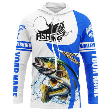 Walleye fishing Custom sun protection long sleeve fishing, Walleye fishing | Blue NQS5461