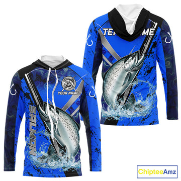 Blue Camo Salmon fishing custom Chinook Salmon sun protection long sleeve fishing for Team