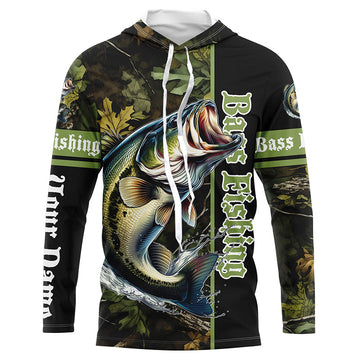 Bass fishing Green camouflage Custom sun protection long sleeve Fishing, bass Fishing NQS6608