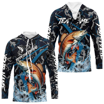 Custom Redfish Fishing Camo Long Sleeve Fishing, Personalized Red Drum Fishing Team NQS9703