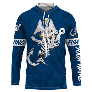 LA Fishing Custom Louisiana Flag Fish hook skull Custom sun protection fishing, women NQS3317