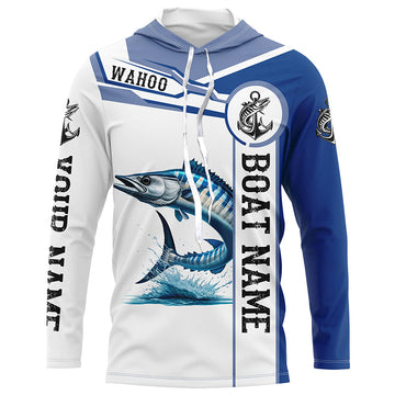 Wahoo fishing UV protection Customize name and boat name tournament long sleeves fishing NQS1973