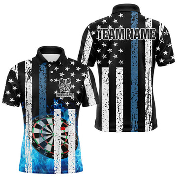 Blue Flame Dart Board Black and White American Flag Custom Team Dart, NQS9201