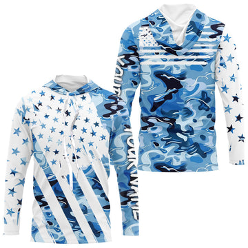 American flag Blue camo fishing personalized patriotic UV Protection camouflage Fishing NQS8969